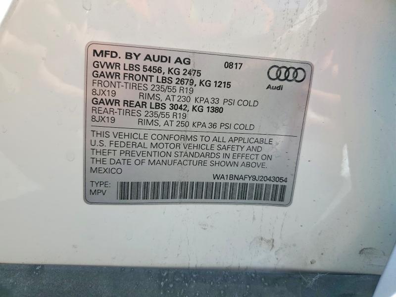 48525906 :رقم المزاد ، WA1BNAFY9J2043054 vin ، 2018 Audi Q5 مزاد بيع