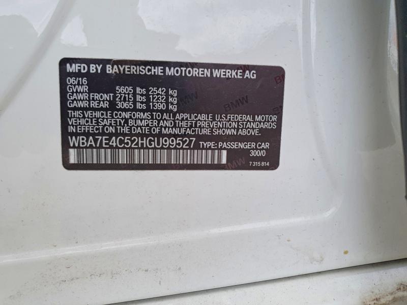 Aukcja sprzedaży 2017 Bmw 740, vin: WBA7E4C52HGU99527, numer aukcji: 50127936