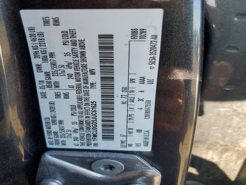 50245836 :رقم المزاد ، 1FMCU0GD5JUC61625 vin ، 2018 Ford Escape مزاد بيع