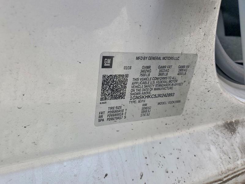 48779576 :رقم المزاد ، 1GNSKHKC5JR242893 vin ، 2018 Chevrolet Suburban مزاد بيع