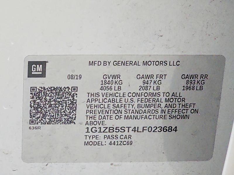 50724416 :رقم المزاد ، 1G1ZB5ST4LF023684 vin ، 2020 Chevrolet Malibu مزاد بيع