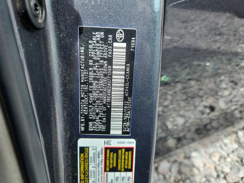 Продажа на аукционе авто 2008 Toyota Camry, vin: 4T1BE46K28U771568, номер лота: 51552326