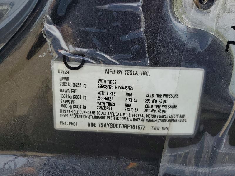 48673506 :رقم المزاد ، 7SAYGDEF0RF161677 vin ، 2024 Tesla Model Y مزاد بيع