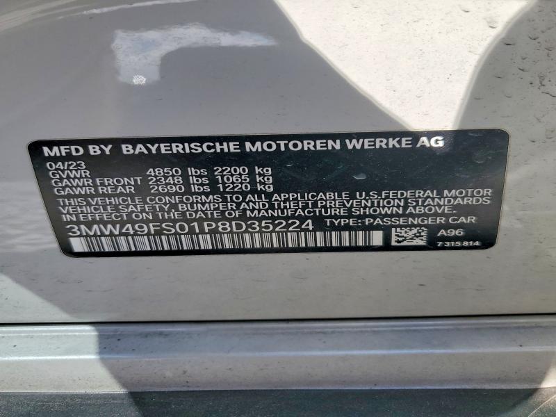 Продаж на аукціоні авто 2023 Bmw M340i, vin: 3MW49FS01P8D35224, номер лоту: 49959756