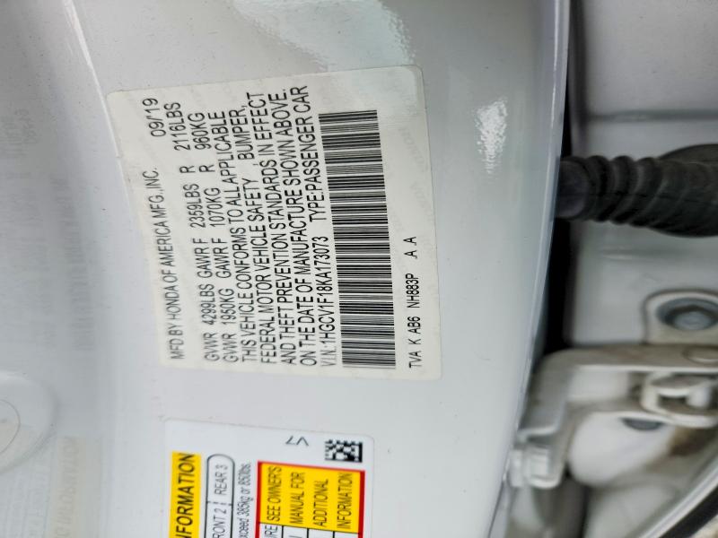 Продаж на аукціоні авто 2019 Honda Accord, vin: 1HGCV1F18KA173073, номер лоту: 51640746
