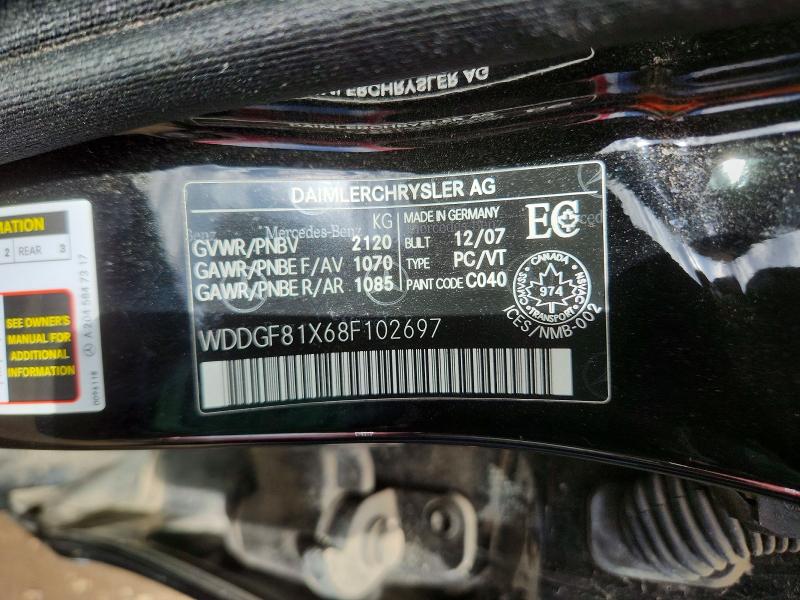 Auction sale of the 2008 Mercedes Benz C, vin: WDDGF81X68F102697, lot number: 51801666
