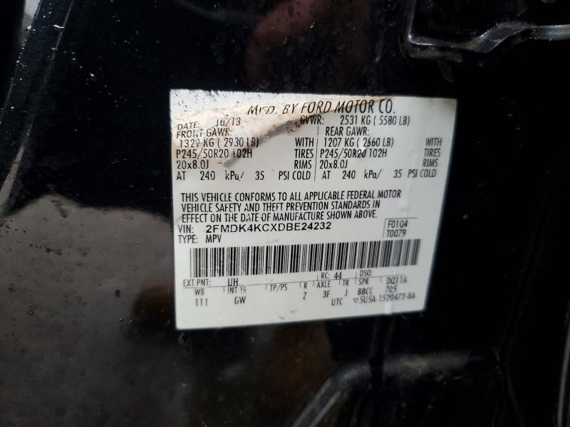 50929046 :رقم المزاد ، 2FMDK4KCXDBE24232 vin ، 2013 Ford Edge مزاد بيع