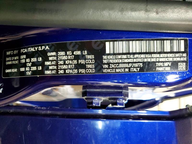 Продаж на аукціоні авто 2018 Jeep Renegade, vin: ZACCJBBB9JPJ19775, номер лоту: 49971586
