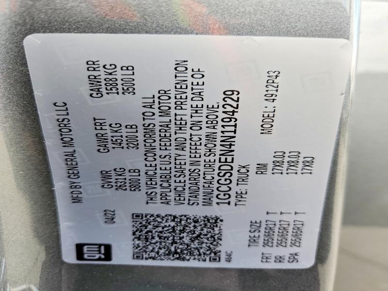 48800196 :رقم المزاد ، 1GCGSDEN4N1194229 vin ، 2022 Chevrolet Colorado مزاد بيع