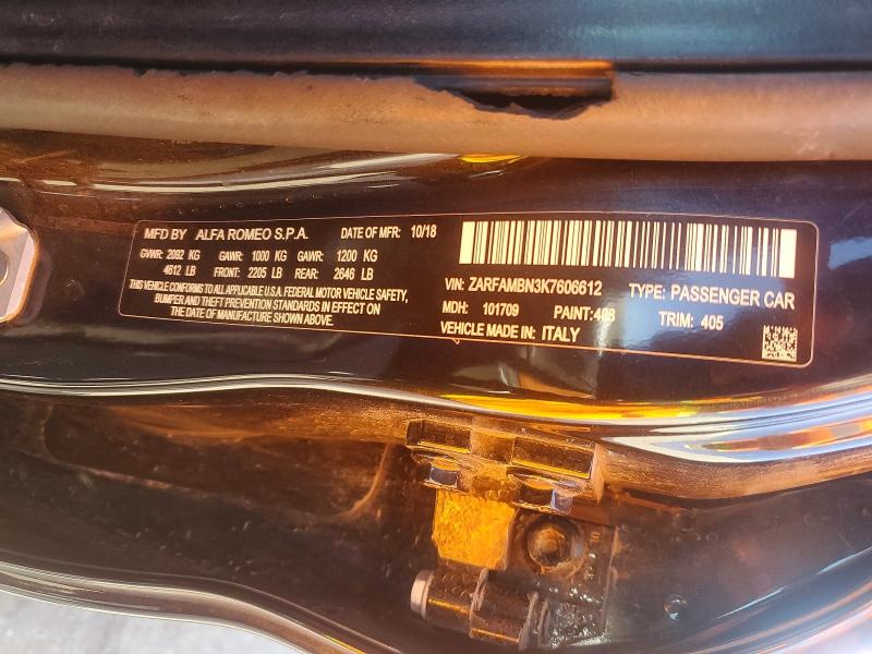 Aukcja sprzedaży 2019 Alfa Romeo Giulia, vin: ZARFAMBN3K7606612, numer aukcji: 50423796