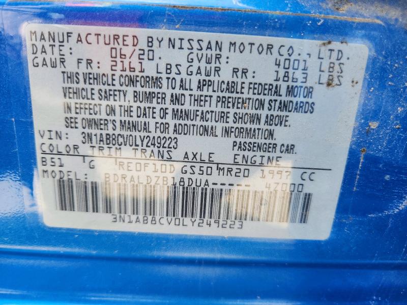51294776 :رقم المزاد ، 3N1AB8CV0LY249223 vin ، 2020 Nissan Sentra مزاد بيع