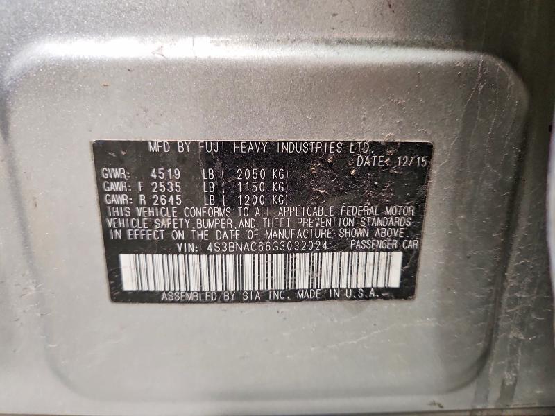 2016 Subaru Legacy მანქანა იყიდება აუქციონზე, vin: 4S3BNAC66G3032024, აუქციონის ნომერი: 48305736
