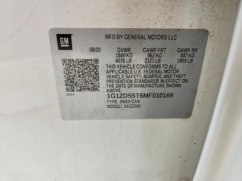 Продаж на аукціоні авто 2021 Chevrolet Malibu, vin: 1G1ZD5ST6MF010169, номер лоту: 49976026