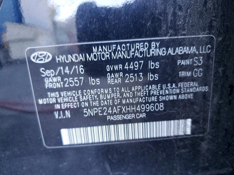 51312936 :رقم المزاد ، 5NPE24AFXHH499608 vin ، 2017 Hyundai Sonata مزاد بيع