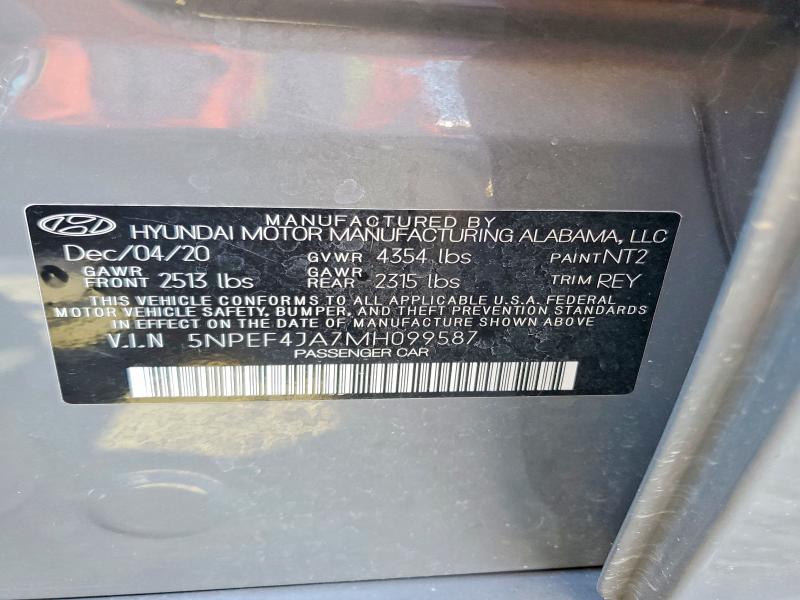 48856536 :رقم المزاد ، 5NPEF4JA7MH099587 vin ، 2021 Hyundai Sonata مزاد بيع