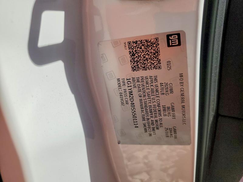 48499426 :رقم المزاد ، 1G1YM2D40S5501114 vin ، 2025 Chevrolet Corvette مزاد بيع
