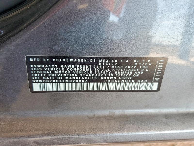 51183956 :رقم المزاد ، 3VWCB7BUXLM028967 vin ، 2020 Volkswagen Jetta مزاد بيع