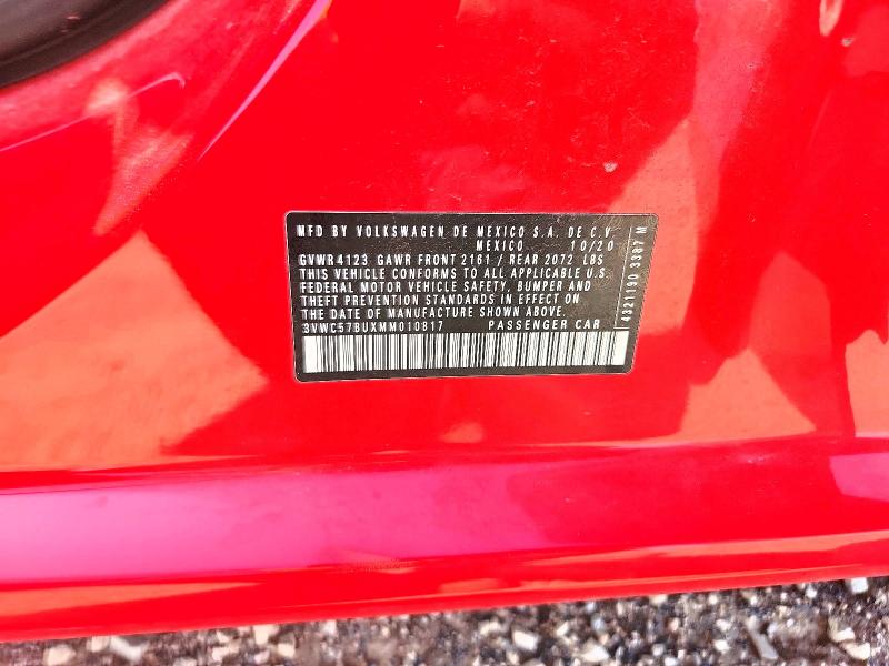 2021 Volkswagen Jetta მანქანა იყიდება აუქციონზე, vin: 3VWC57BUXMM010817, აუქციონის ნომერი: 50845766