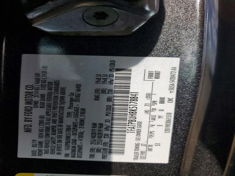 49469656 :رقم المزاد ، 1FATP8UH8K5178841 vin ، 2019 Ford Mustang مزاد بيع