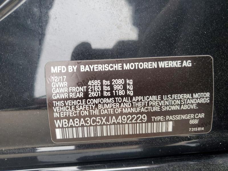 2018 Bmw 320 მანქანა იყიდება აუქციონზე, vin: WBA8A3C5XJA492229, აუქციონის ნომერი: 48453986