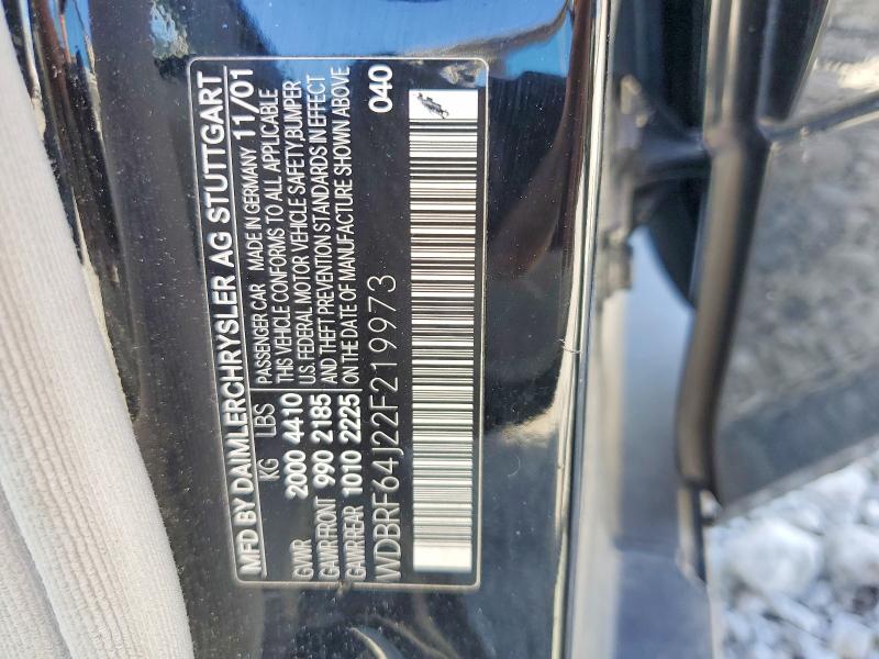 2002 Mercedes-benz C მანქანა იყიდება აუქციონზე, vin: WDBRF64J22F219973, აუქციონის ნომერი: 51988236