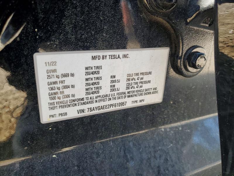 49234256 :رقم المزاد ، 7SAYGAEE2PF610957 vin ، 2023 Tesla Model Y مزاد بيع