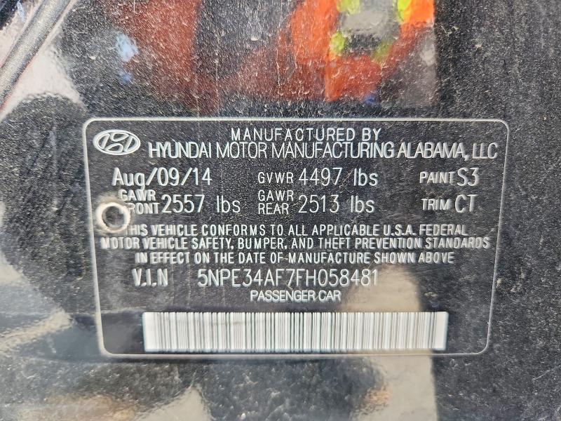 50658296 :رقم المزاد ، 5NPE34AF7FH058481 vin ، 2015 Hyundai Sonata مزاد بيع