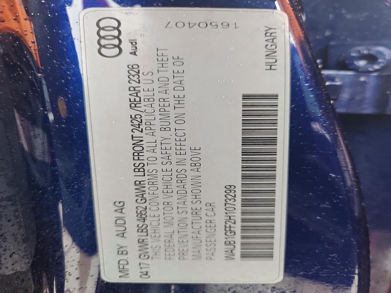 51700666 :رقم المزاد ، WAUB1GFF2H1073299 vin ، 2017 Audi S3 مزاد بيع
