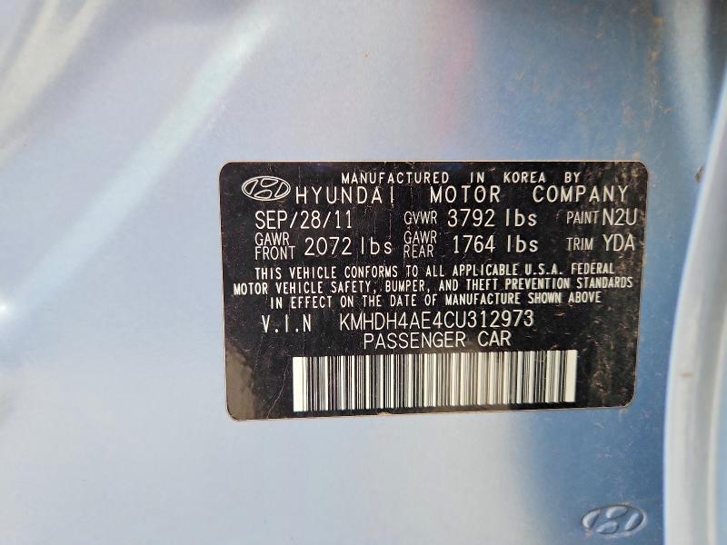 Aukcja sprzedaży 2012 Hyundai Elantra, vin: KMHDH4AE4CU312973, numer aukcji: 50701146