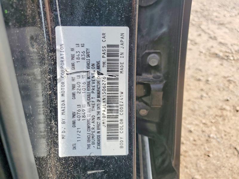 Aukcja sprzedaży 2022 Mazda 3, vin: JM1BPAJLXN1506276, numer aukcji: 49766656
