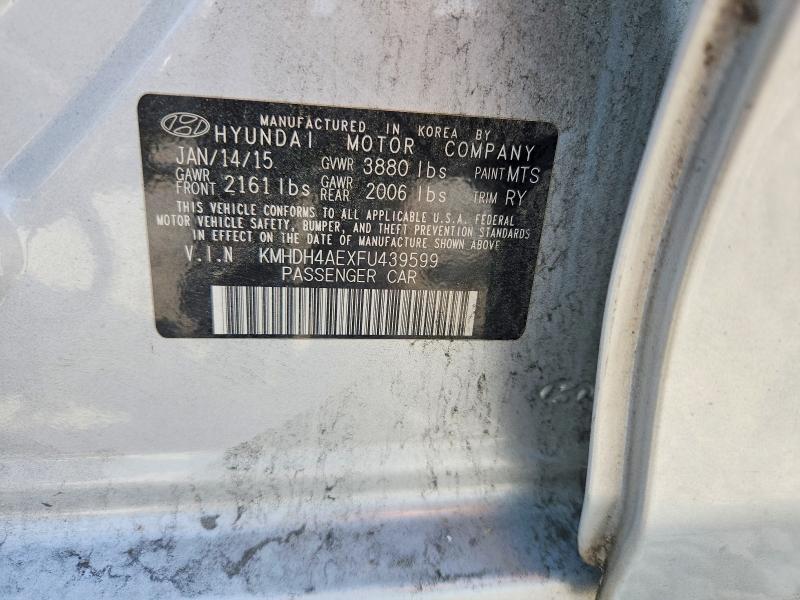 Продаж на аукціоні авто 2015 Hyundai Elantra, vin: KMHDH4AEXFU439599, номер лоту: 48567196