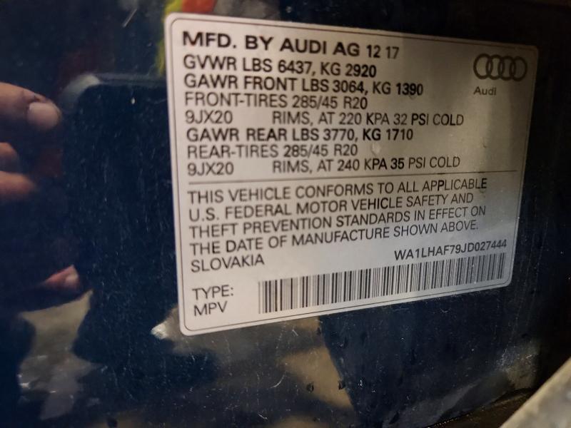 49410916 :رقم المزاد ، WA1LHAF79JD027444 vin ، 2018 Audi Q7 مزاد بيع