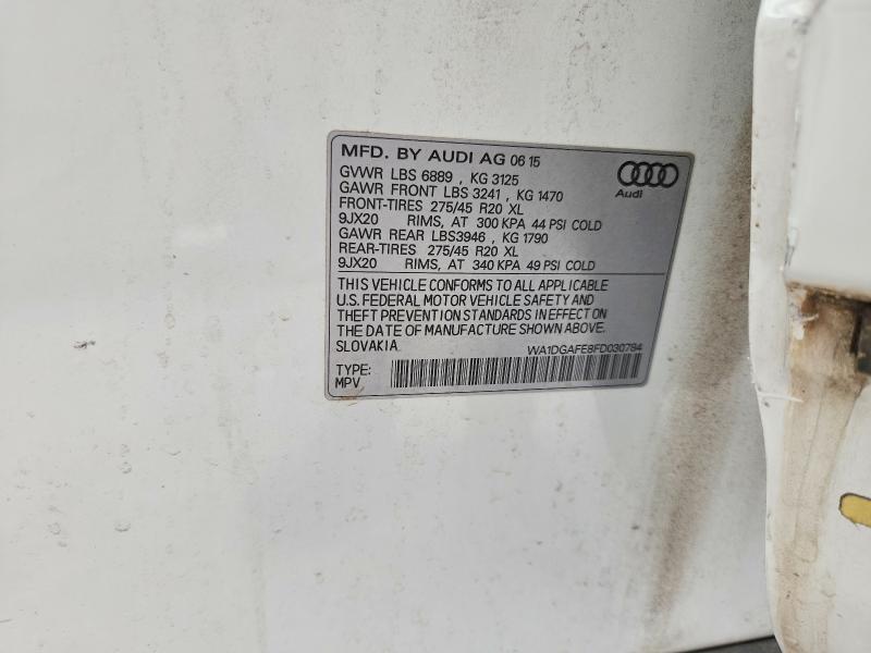 2015 Audi Q7 მანქანა იყიდება აუქციონზე, vin: WA1DGAFE8FD030784, აუქციონის ნომერი: 49384826