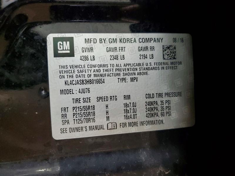 Aukcja sprzedaży 2017 Buick Encore, vin: KL4CJASB3HB016654, numer aukcji: 49916326