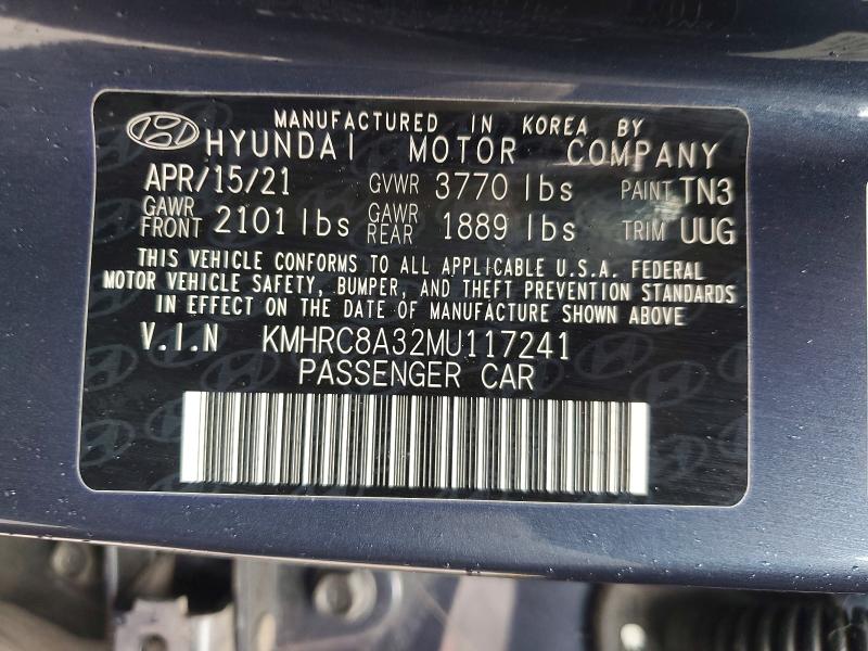 51632446 :رقم المزاد ، KMHRC8A32MU117241 vin ، 2021 Hyundai Venue مزاد بيع