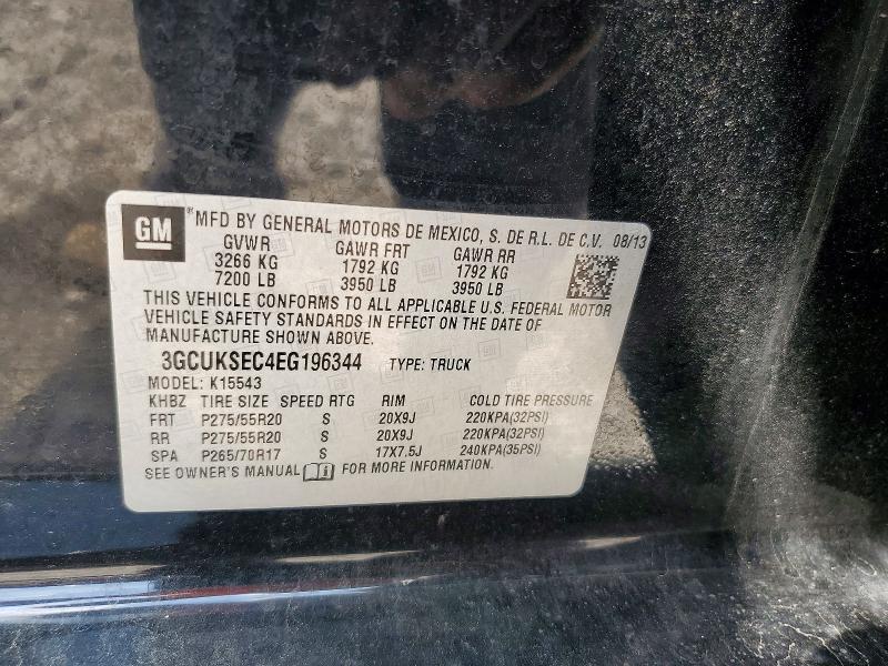 2014 Chevrolet Silverado მანქანა იყიდება აუქციონზე, vin: 3GCUKSEC4EG196344, აუქციონის ნომერი: 50400106