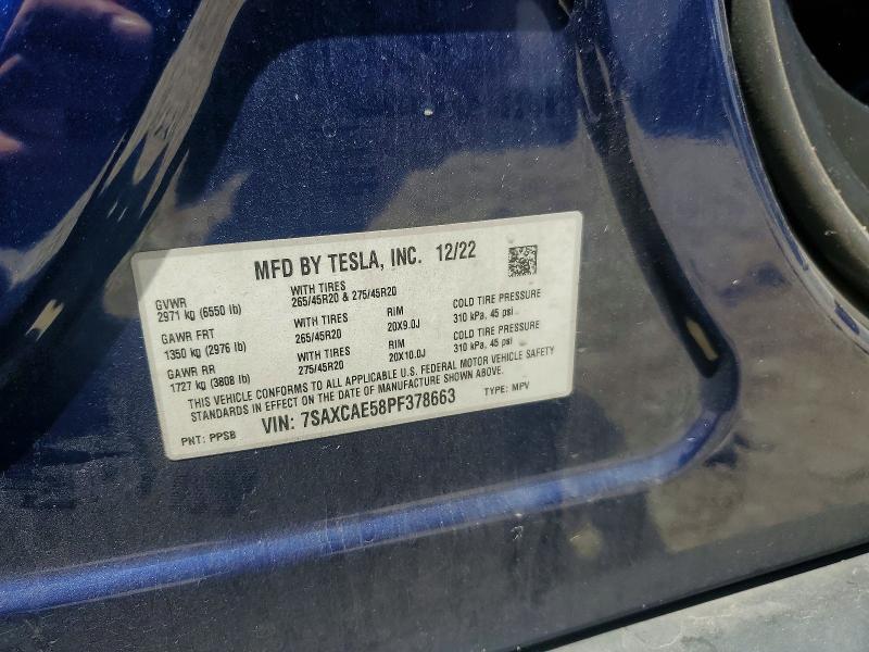 Продажа на аукционе авто 2023 Tesla Model X, vin: 7SAXCAE58PF378663, номер лота: 51112096