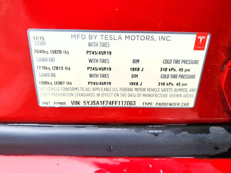 Aukcja sprzedaży 2015 Tesla Model S, vin: 5YJSA1E24FF117063, numer aukcji: 48532466