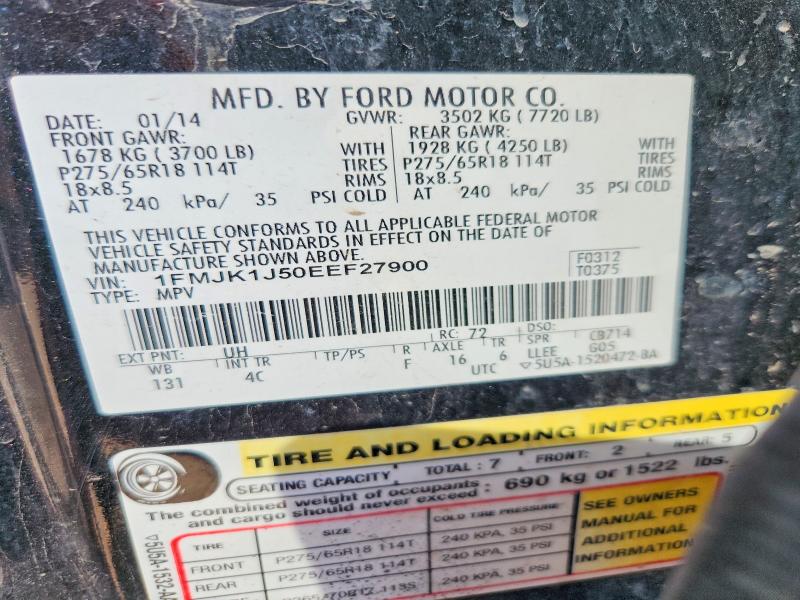 Продаж на аукціоні авто 2014 Ford Expedition, vin: 1FMJK1J50EEF27900, номер лоту: 49721786