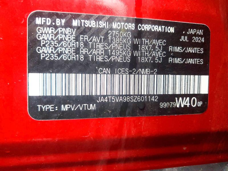 Продаж на аукціоні авто 2025 Mitsubishi Outlander, vin: JA4T5VA98SZ601142, номер лоту: 49225686