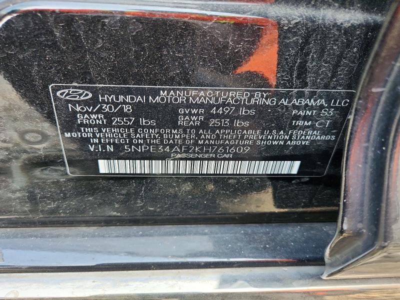 50302966 :رقم المزاد ، 5NPE34AF2KH761609 vin ، 2019 Hyundai Sonata مزاد بيع