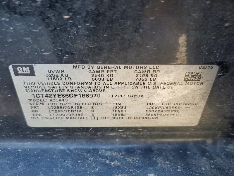 Aukcja sprzedaży 2016 Gmc Sierra, vin: 1GT42YE86GF168970, numer aukcji: 49053286