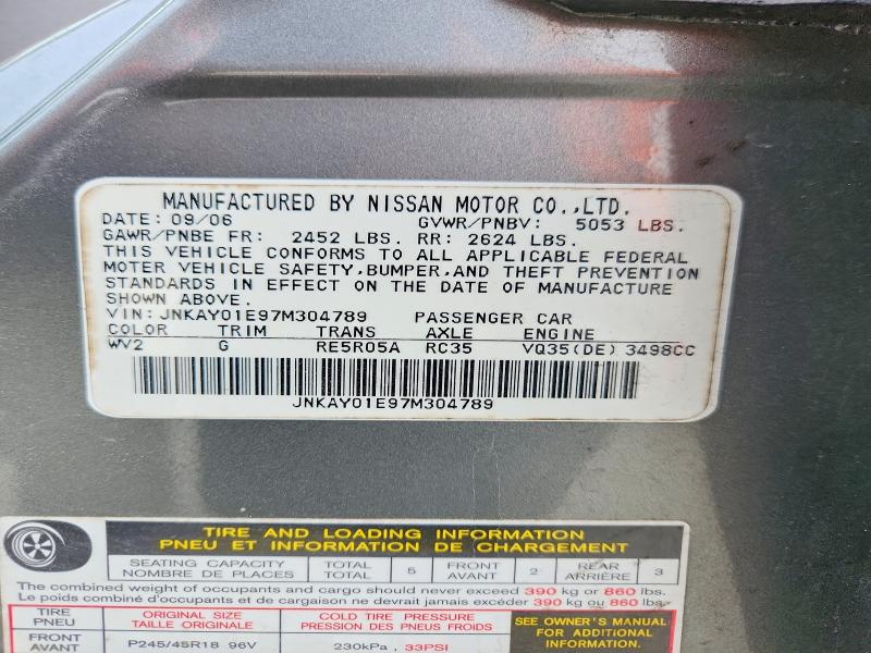 Aukcja sprzedaży 2007 Infiniti M35, vin: JNKAY01E97M304789, numer aukcji: 49374306