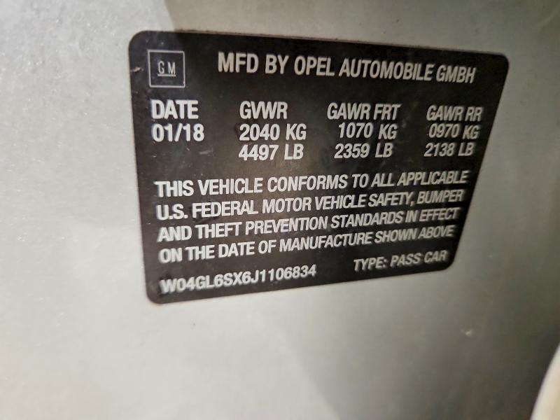 Aukcja sprzedaży 2018 Buick Regal, vin: W04GL6SX6J1106834, numer aukcji: 51517356