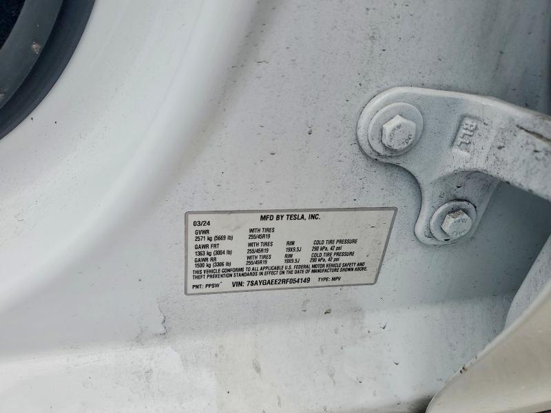 Продаж на аукціоні авто 2024 Tesla Model Y, vin: 7SAYGAEE2RF054149, номер лоту: 49098196