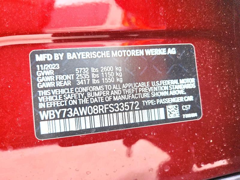 Aukcja sprzedaży 2024 Bmw I4, vin: WBY73AW08RFS33572, numer aukcji: 51021656