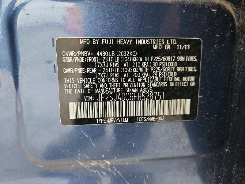 Aukcja sprzedaży 2014 Subaru Forester, vin: JF2SJADC6EH528751, numer aukcji: 51845916