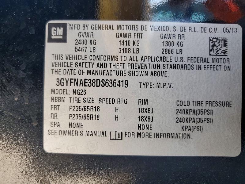 Aukcja sprzedaży 2013 Cadillac Srx, vin: 3GYFNAE38DS636419, numer aukcji: 48989876