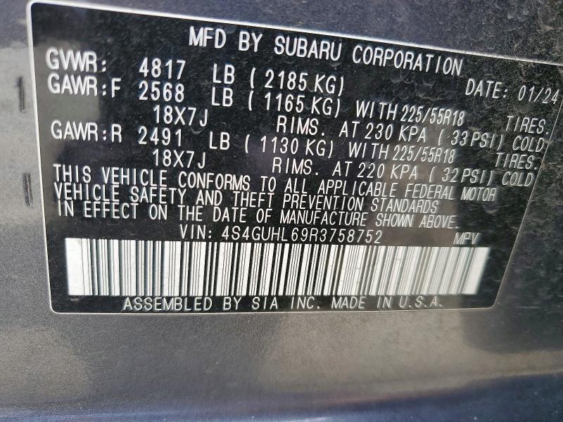 Aukcja sprzedaży 2024 Subaru Crosstrek, vin: 4S4GUHL69R3758752, numer aukcji: 49419546