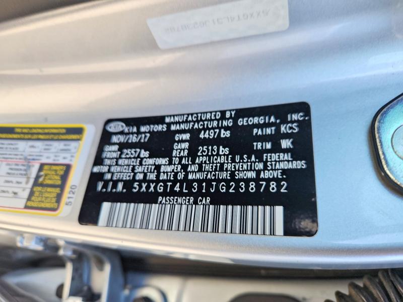 Продаж на аукціоні авто 2018 Kia Optima, vin: 5XXGT4L31JG238782, номер лоту: 49829076